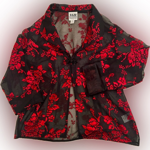 floral see through button down top - Picture 1 of 3